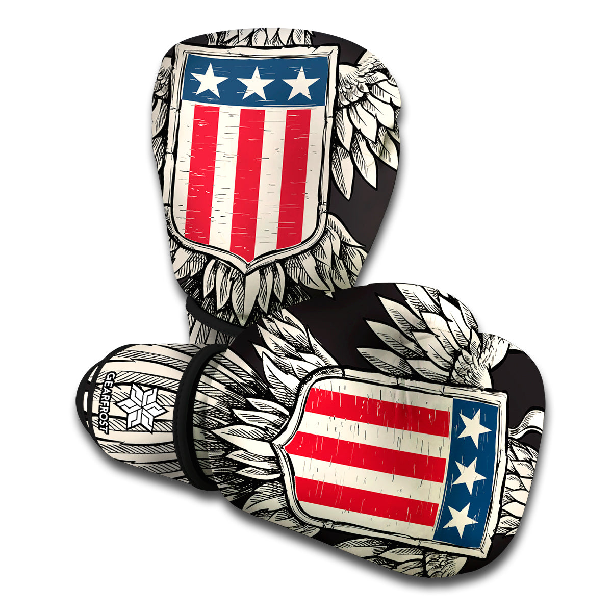 Patriotic USA Eagle Print Boxing Gloves