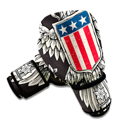 Patriotic USA Eagle Print Boxing Gloves