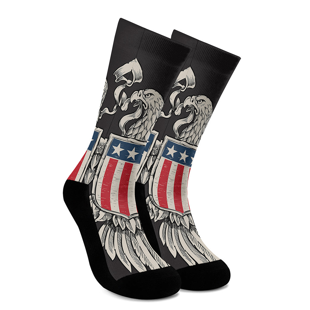 Patriotic USA Eagle Print Crew Socks