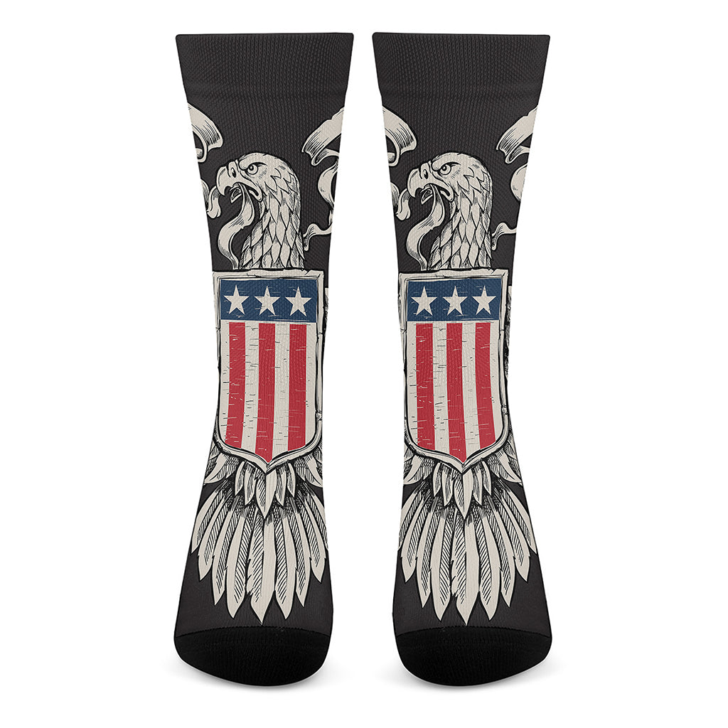 Patriotic USA Eagle Print Crew Socks