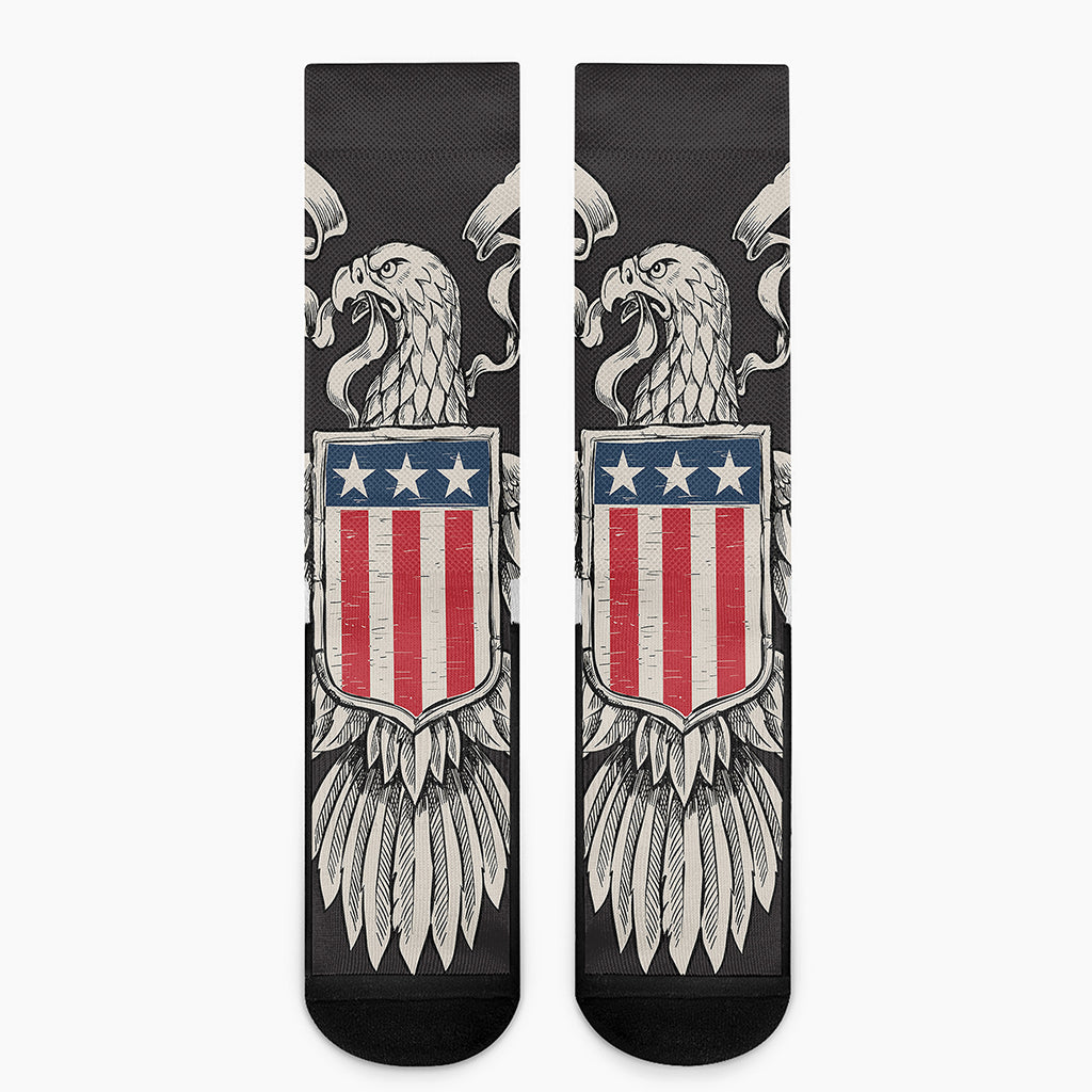 Patriotic USA Eagle Print Crew Socks