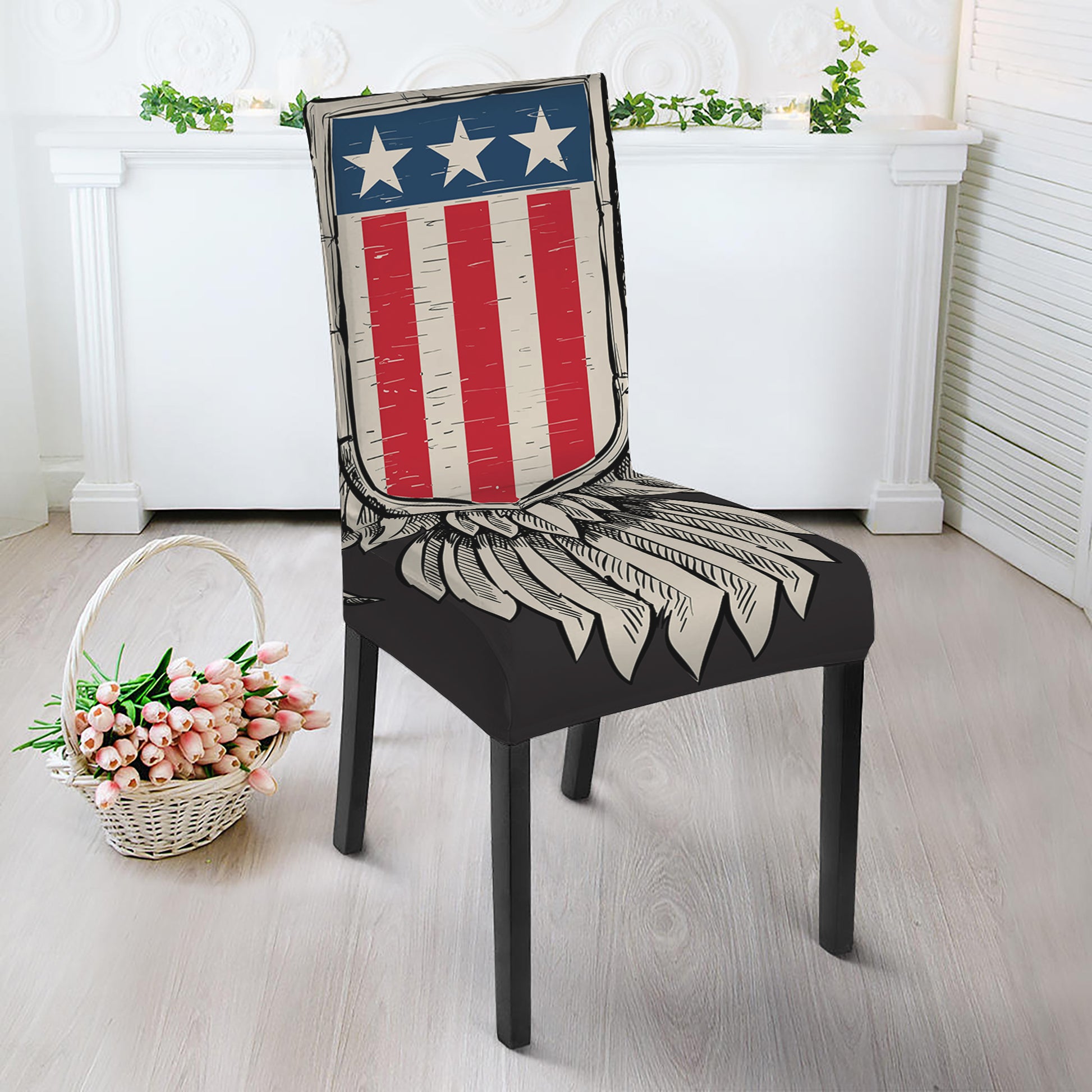 Patriotic USA Eagle Print Dining Chair Slipcover