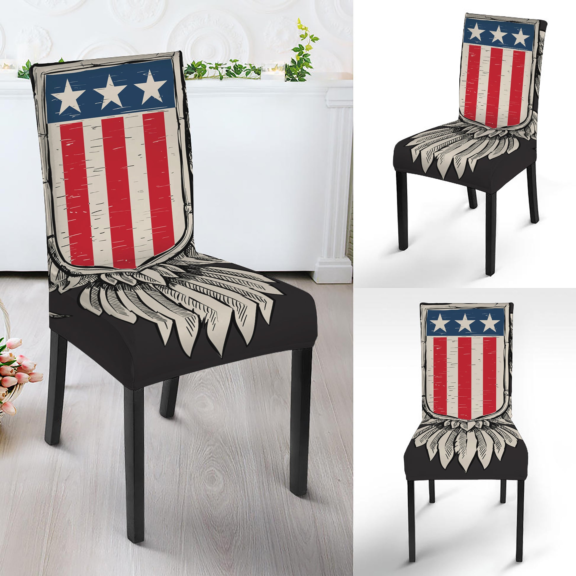 Patriotic USA Eagle Print Dining Chair Slipcover