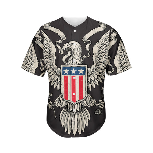Patriotic USA Eagle Print Men's Baseball Jersey