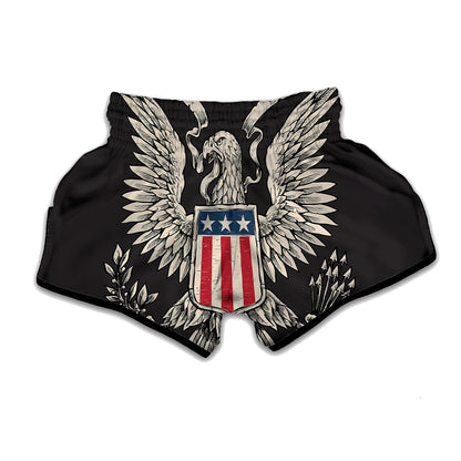 Patriotic USA Eagle Print Muay Thai Boxing Shorts