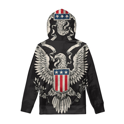 Patriotic USA Eagle Print Pullover Hoodie