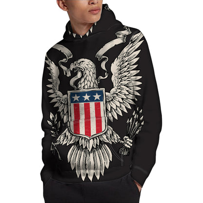 Patriotic USA Eagle Print Pullover Hoodie