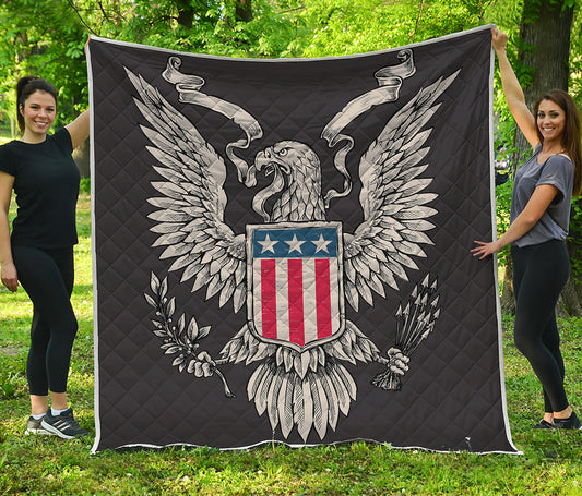 Patriotic USA Eagle Print Quilt