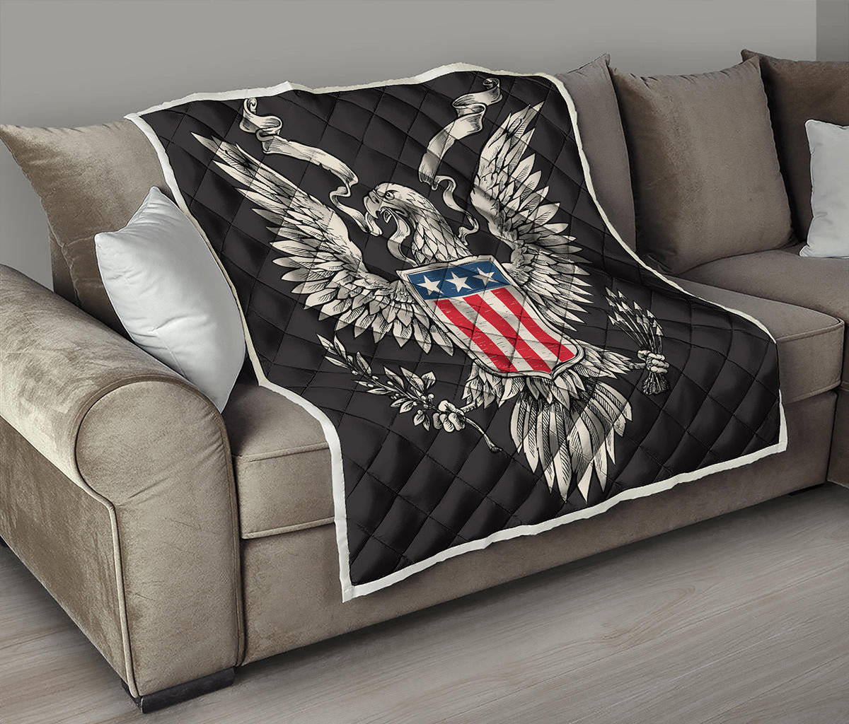 Patriotic USA Eagle Print Quilt