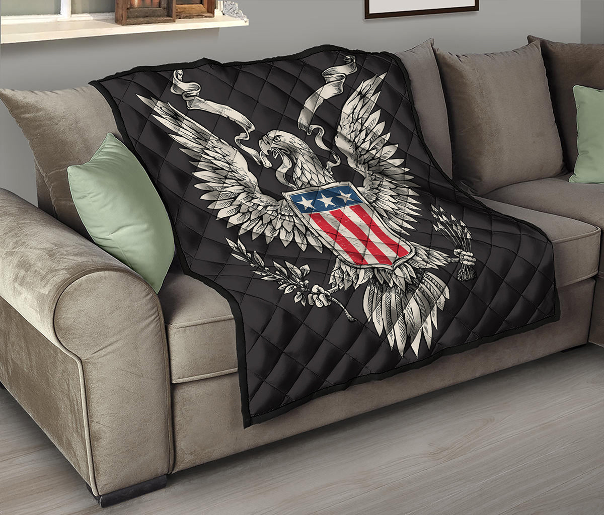 Patriotic USA Eagle Print Quilt