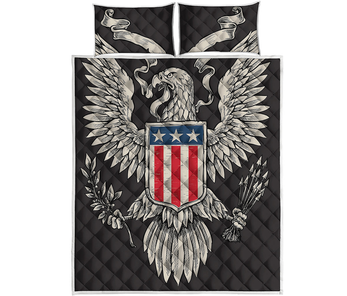Patriotic USA Eagle Print Quilt Bed Set