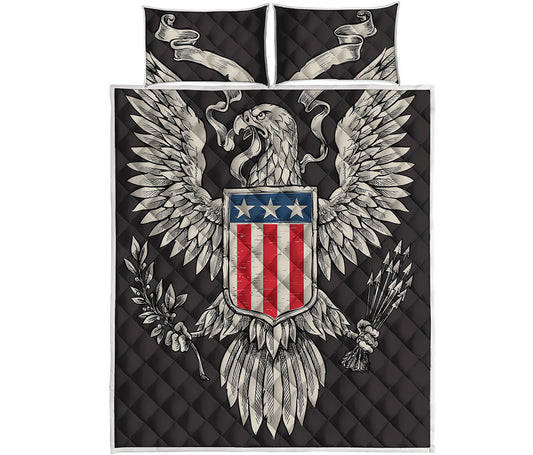 Patriotic USA Eagle Print Quilt Bed Set
