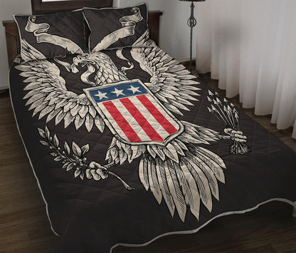 Patriotic USA Eagle Print Quilt Bed Set