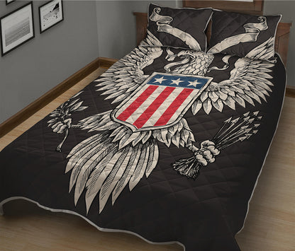 Patriotic USA Eagle Print Quilt Bed Set