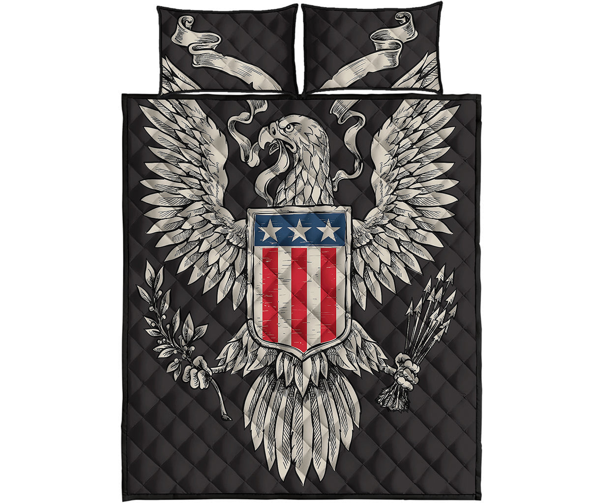 Patriotic USA Eagle Print Quilt Bed Set