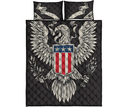 Patriotic USA Eagle Print Quilt Bed Set