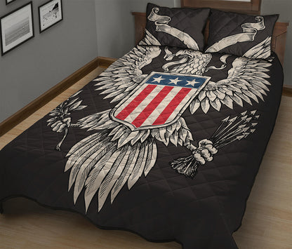 Patriotic USA Eagle Print Quilt Bed Set