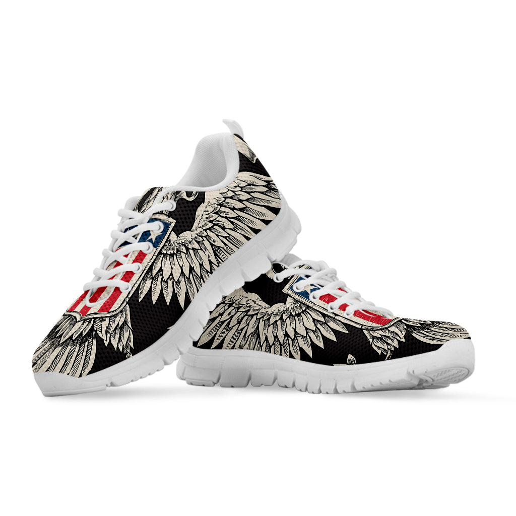 Patriotic USA Eagle Print White Sneakers