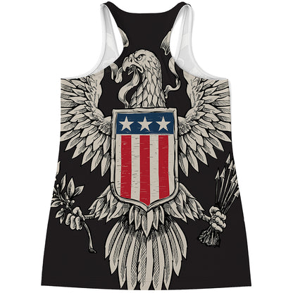 Patriotic USA Eagle Print Women's Racerback Tank Top