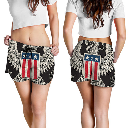 Patriotic USA Eagle Print Women's Shorts