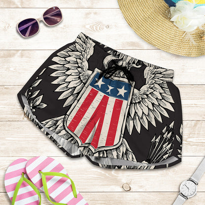 Patriotic USA Eagle Print Women's Shorts