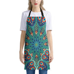 Peacock Feather Floral Pattern Print Apron