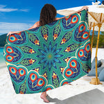 Peacock Feather Floral Pattern Print Beach Sarong Wrap