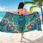 Peacock Feather Floral Pattern Print Beach Sarong Wrap