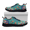 Peacock Feather Floral Pattern Print Black Running Shoes