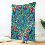 Peacock Feather Floral Pattern Print Blanket