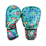 Peacock Feather Floral Pattern Print Boxing Gloves