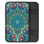Peacock Feather Floral Pattern Print Car Center Console Cover