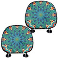 Peacock Feather Floral Pattern Print Car Headrest Covers