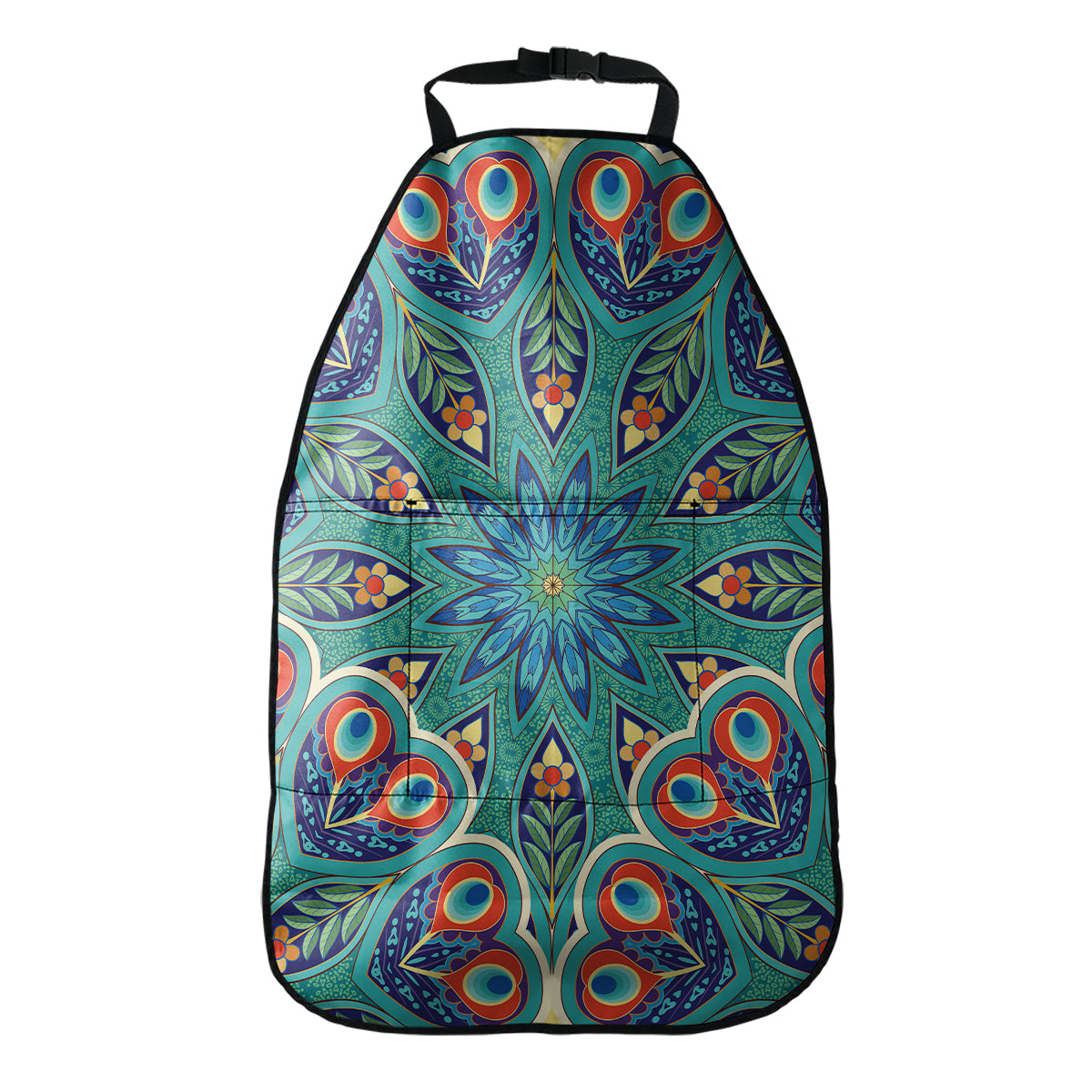 Peacock Feather Floral Pattern Print Car Seat Organizers