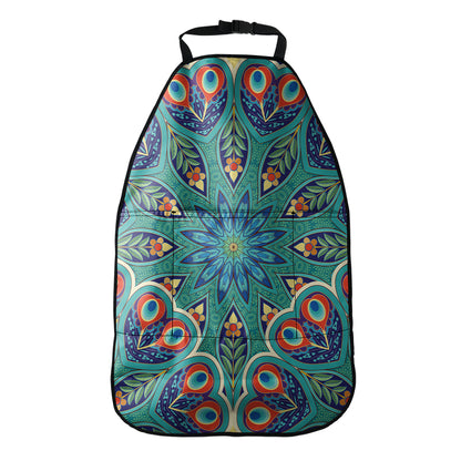 Peacock Feather Floral Pattern Print Car Seat Organizers