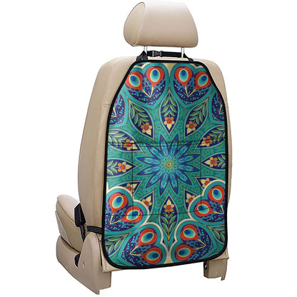 Peacock Feather Floral Pattern Print Car Seat Organizers