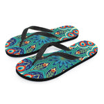 Peacock Feather Floral Pattern Print Flip Flops