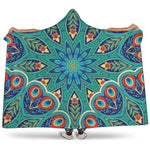 Peacock Feather Floral Pattern Print Hooded Blanket