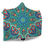 Peacock Feather Floral Pattern Print Hooded Blanket