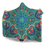 Peacock Feather Floral Pattern Print Hooded Blanket