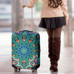 Peacock Feather Floral Pattern Print Luggage Cover