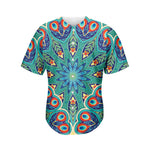 Peacock Feather Floral Pattern Print Men's Baseball Jersey