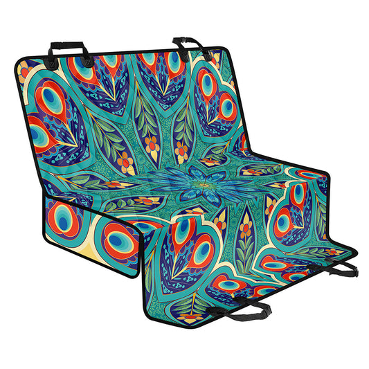 Peacock Feather Floral Pattern Print Pet Car Back Seat Cover