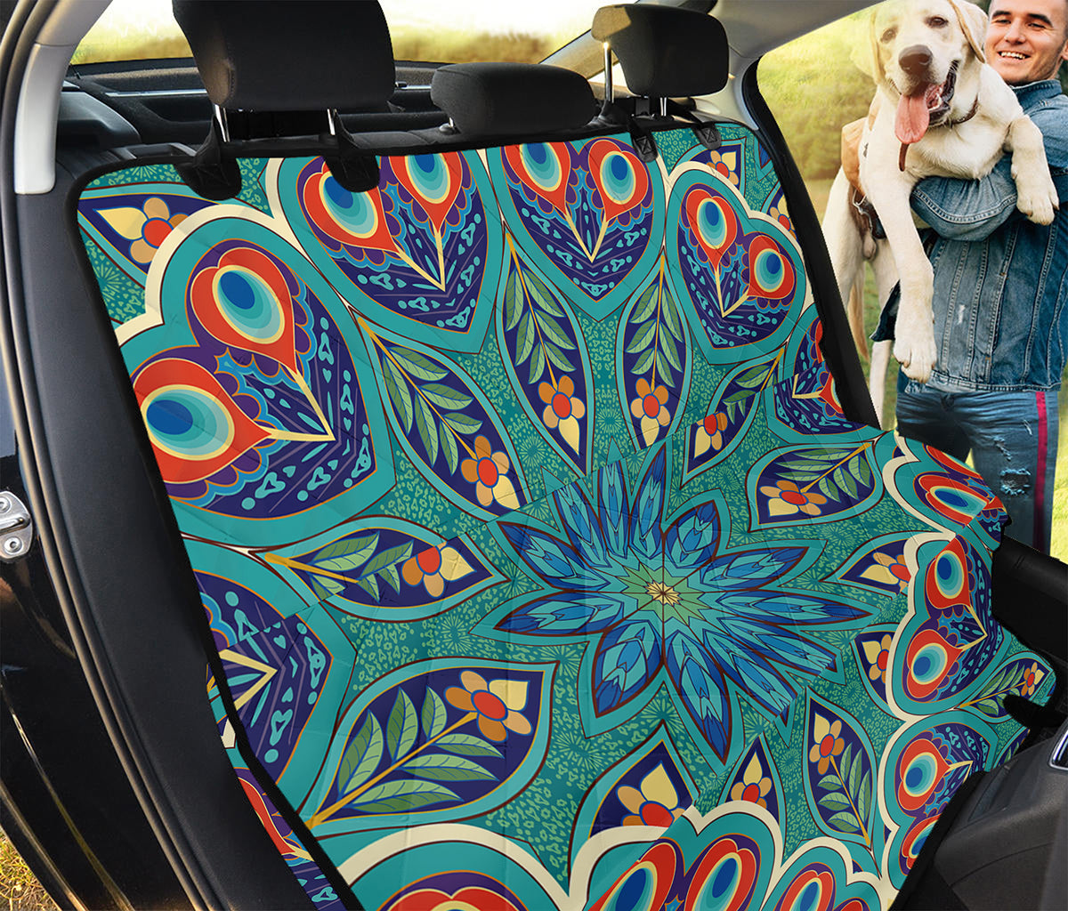Peacock Feather Floral Pattern Print Pet Car Back Seat Cover