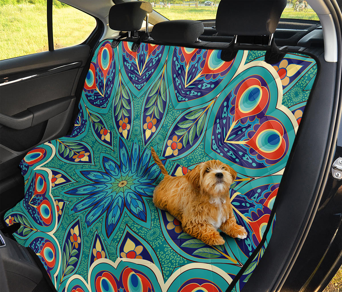 Peacock Feather Floral Pattern Print Pet Car Back Seat Cover