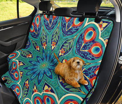 Peacock Feather Floral Pattern Print Pet Car Back Seat Cover