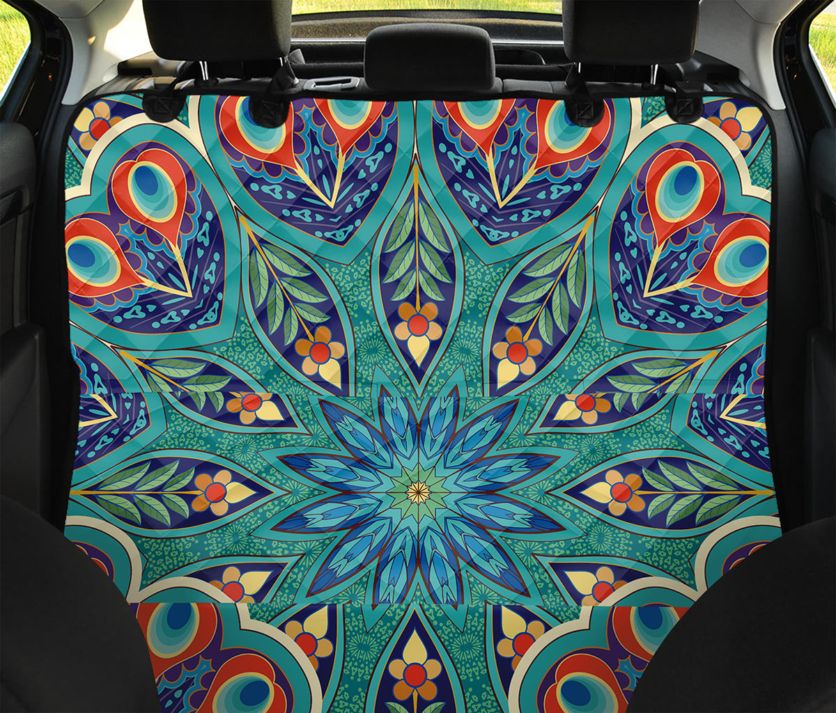 Peacock Feather Floral Pattern Print Pet Car Back Seat Cover