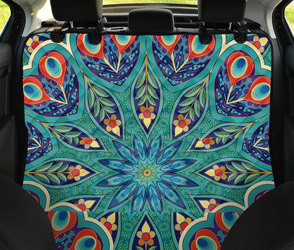 Peacock Feather Floral Pattern Print Pet Car Back Seat Cover