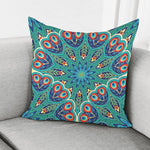 Peacock Feather Floral Pattern Print Pillow Cover