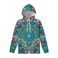 Peacock Feather Floral Pattern Print Pullover Hoodie